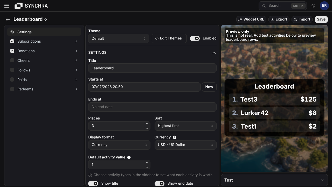 Leaderboard editor